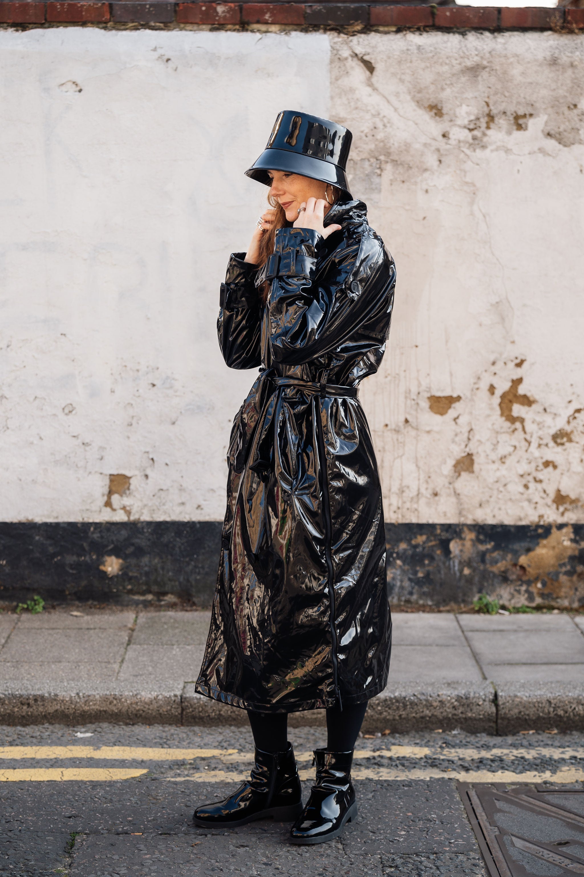 RE CYCLED Trench Coat Black Lac